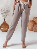 Dámské máslové kalhoty s květinami LEGISSA tepláky cappuccino FashionStreet UY2407