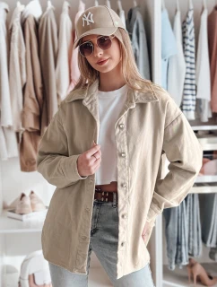 Dámská přechodná košilová bunda oversize KOSMOJACK j.beige FashionStreet TY4842