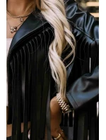 624-3 Krátké ramonesky s třásněmi z měkké ekokůže - černé 624-3 Krátké ramonesky s třásněmi z měkké ekokůže - černé