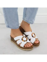 Dámské kožené žabky na platformě bílé Remonte D2L52-80