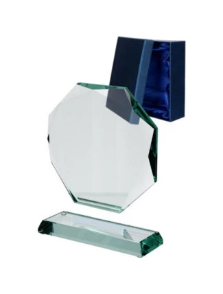 Skleněná trofej s matným podstavcem a pouzdrem