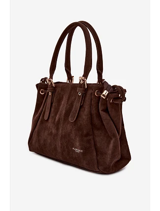 Kožená kabelka z ekologického semiše čokoládová Vessia