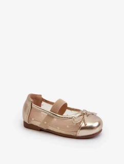 Dětské balerínky s mašlí zlaté Jellema