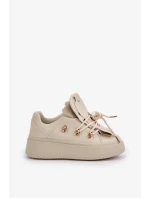 Sneakersy Damskie Na Platformie Beżowe Dolistana