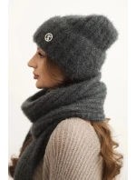Dámská souprava čepice a dlouhý šál z měkké příze grafitový