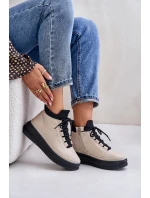 Lehká Kožená Sportovní Obuv Na Platformě Béžová Artiker 55C0554