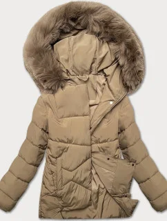 Volná béžová dámská bunda typu bublina pro přechodné období J Style (16M9181-62)