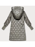 Béžová prošívaná bunda s trapézovým střihem a s kapucí (T2-2290#-62)