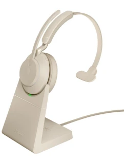 Bezdrátová sluchátka do uší Jabra Evolve2 65 UC Mono Link380a, béžová + stojánek