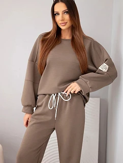 Dámský set máslový mikina + kalhoty mocca