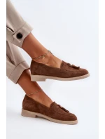 Zazoo 3420 Semišové Dámské Mokasíny na Ploché Podrážce Hnědé