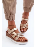 Zazoo 40397 Dámské Kožené Sandály Na Platformě Zlaté