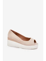 Dámské Sandály Na Klínu Z Eko Semiše Světle Béžové Velira Dámské Sandály Na Klínu Z Eko Semiše Světle Béžové Velira