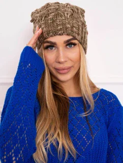 Fleecová čepice Roksana K209 cappucino+light khaki