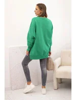 Dámská bavlněná mikina se širokým lemem dole zelená