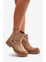 Dámské Zamszové Botky Na Plochém Podpatku Bežové Lewski 3610