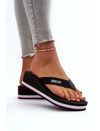 Dámské žabky na klínku Big Star - černé Dámské žabky na klínku Big Star - černé