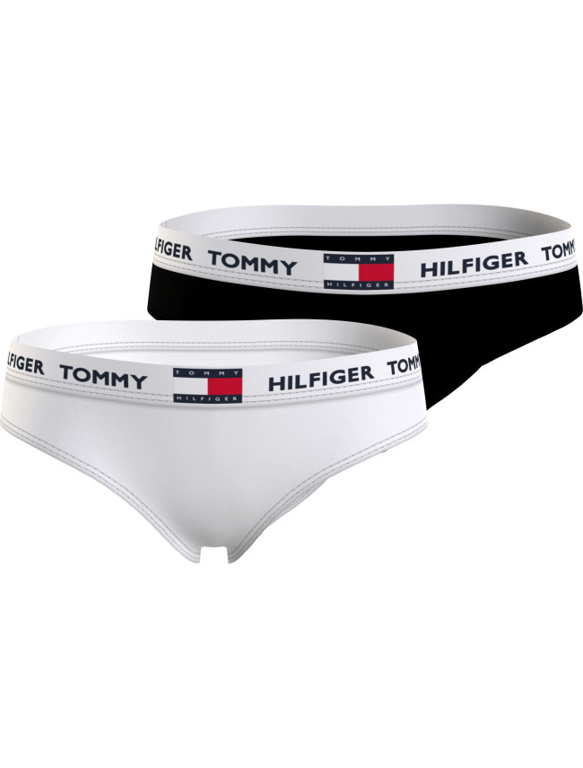 Dívčí kalhotky 2Pack BIKINI UG0UG00348 0WS černé/bílé - Tommy Hilfiger