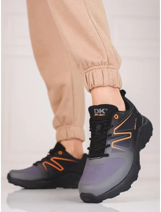 Designové trekingové boty šedo-stříbrné dámské bez podpatku Designové trekingové boty šedo-stříbrné dámské bez podpatku