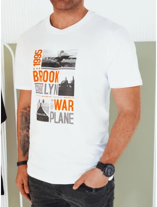 Pánské bílé tričko s potiskem FashionStreet RX5451