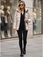 Dámská zimní prošívaná bunda s kapucí, světle béžová, FashionStreet TY5750 Dámská zimní prošívaná bunda s kapucí, světle béžová, FashionStreet TY5750