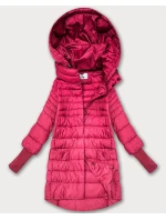 Růžová dámská bunda pro přechodné období s úpletovými stahovacími lemy (1828) Růžová dámská bunda pro přechodné období s úpletovými stahovacími lemy (1828)