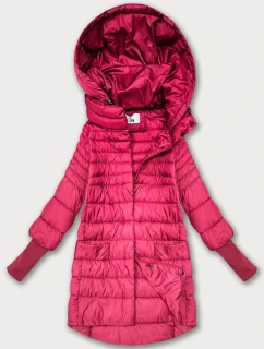 Růžová dámská bunda pro přechodné období s úpletovými stahovacími lemy (1828)