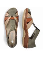 Dámské pohodlné sandály na suchý zip se zabudovanou špičkou zelené Rieker M1655-54