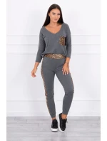 Sada s leopardím vzorem v grafitové barvě