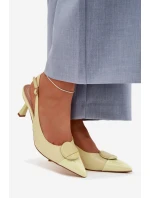 Dámské sandály na podpatku s ozdobným detailem Žluté Mariae