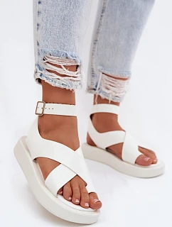 Sandály z eko kůže na platformě Bílé Zella