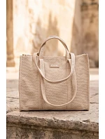 Kožená kabelka na zip typu Shopper Big Star RR574073 Béžová