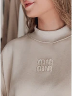 Dámská oversize mikina s nášivkou LOVASON béžová FashionStreet BY1420