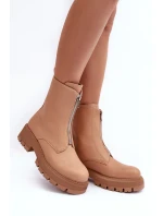 Kůže Baleríny Na Ploché Podpatku Se Zipem Camel Vimal