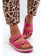 Dámské žabky na platformě s přezkami z ekokoženky fuksiové Ursila