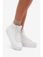 Dámské zateplené tenisky na platformě Big Star – bílé