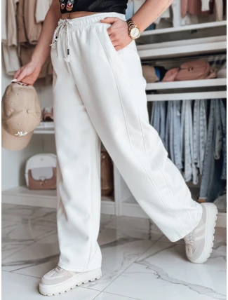 Dámské tepláky se širokými nohavicemi DRESMOOD PREMIUM ecru FashionStreet UY2687