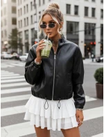 Dámská kožená bunda bomber černá FashionStreet TY5595