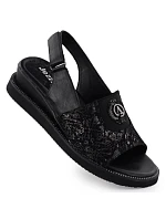 Dámské zvýšené sandály s gumou černé Jezzi RMR2267-2