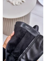 Kozačky Na Podpatku Z Eko Kůže Před Koleno Černé Izanae