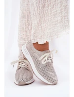 Kožené Lehká Polobotky Dámské Na Platformě Artiker 56C2113 Béžovo-Zlaté