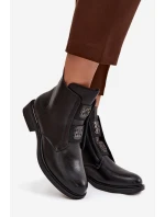 Dámské zimní kotníkové boty na nízkém podpatku s ozdobami Černé Tavressa