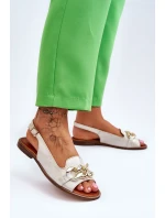 Dámské kožené sandály Lewski Boty 3230 Béžovo-zlatá