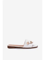 Dámské Pantofle Na Plochém Podpatku S Mašlí Bílé Sallariela Dámské Pantofle Na Plochém Podpatku S Mašlí Bílé Sallariela