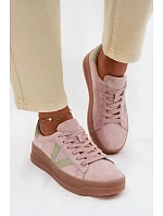 Dámské tenisky z přírodního semiše na platformě Vinceza 79597 růžové