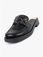 Designové  nazouváky dámské černé na plochém podpatku