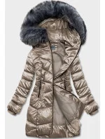 Béžová dámská metalická zimní bunda (B8072-12) Béžová dámská metalická zimní bunda (B8072-12)