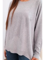 Dámský svetr s delším zadním dílem a embosovanou hvězdou šedý