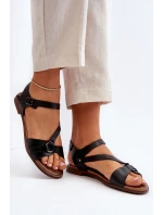 Zazoo 40182 Dámské kožené sandály černé Zazoo 40182 Dámské kožené sandály černé