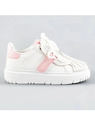 Bílo-růžové dámské sportovní boty se zakrytým šněrováním (RA2049)
